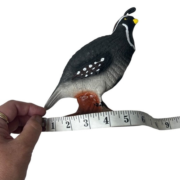 Ceramic Quail Bird Figurine Hand Painted Black Male Hand Painted 7.5” Tall CA NV - Picture 8 of 10
